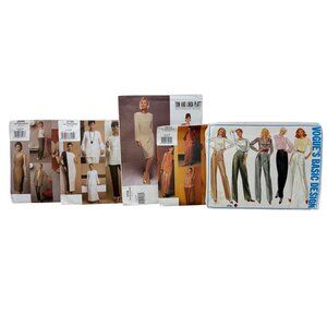 Lot 5 Vtg Vogue Patterns Sizes 12-14-16 Pants Dresses Jackets Wardrobe New Uncut